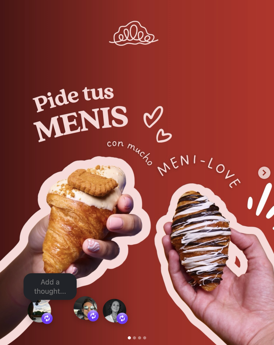 MENIS de Meni Croissants recién hechos, sostenidos a mano